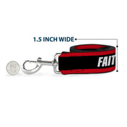 Dog Leash - FAITH Greater Than FEAR Stripe Red/Black/White