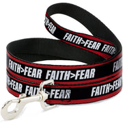 Dog Leash - FAITH Greater Than FEAR Stripe Red/Black/White