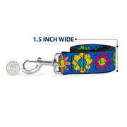 Dog Leash - Funky Flower Drip Blue/Multi Color