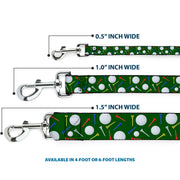 Dog Leash - Golf Balls/Tees Scattered Green/Multi Color