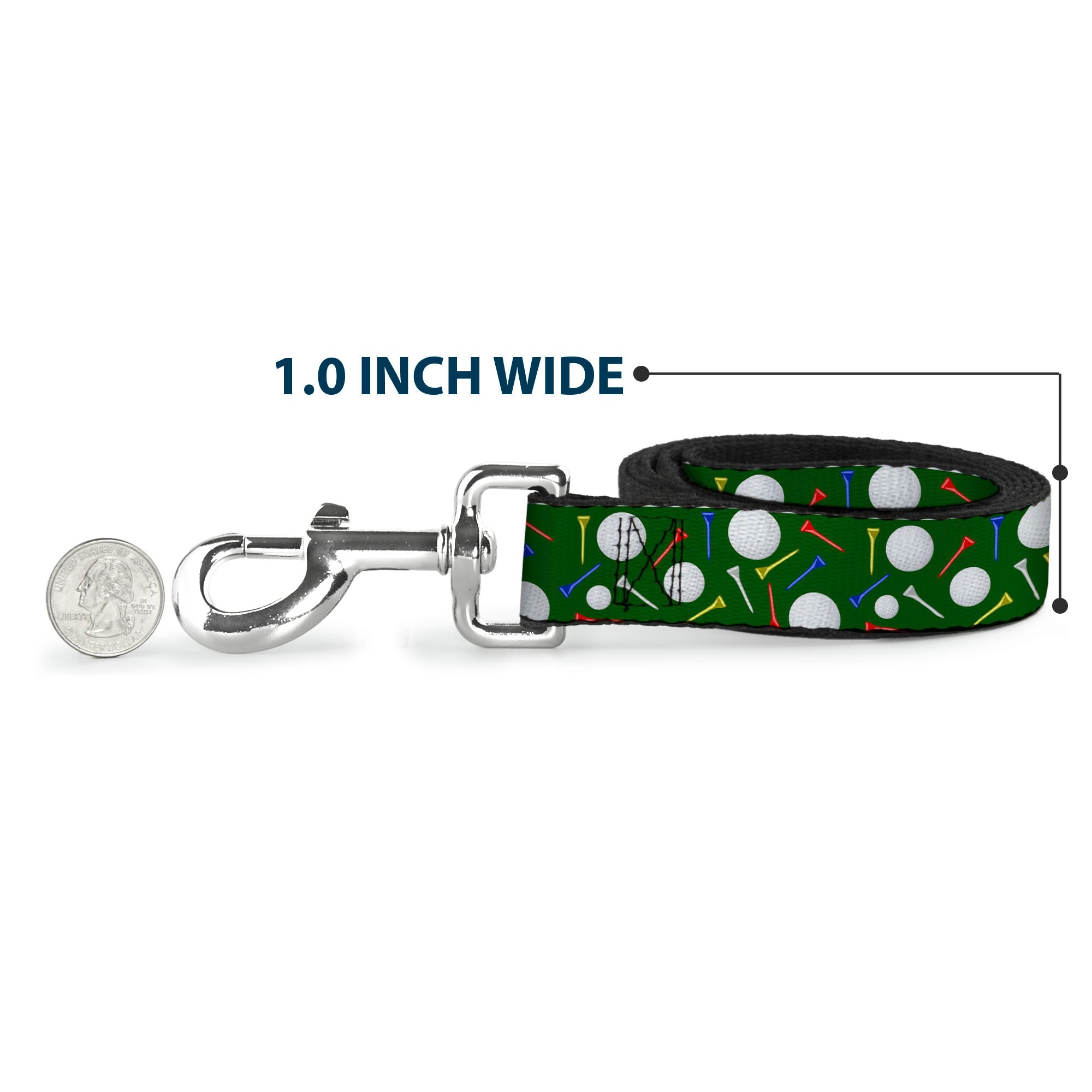 Dog Leash - Golf Balls/Tees Scattered Green/Multi Color