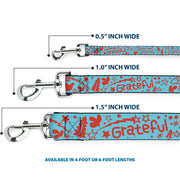 Dog Leash - GRATEFUL OPTIMISM BE KIND Icons Collage Blue/Red