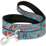 Dog Leash - GRATEFUL OPTIMISM BE KIND Icons Collage Blue/Red