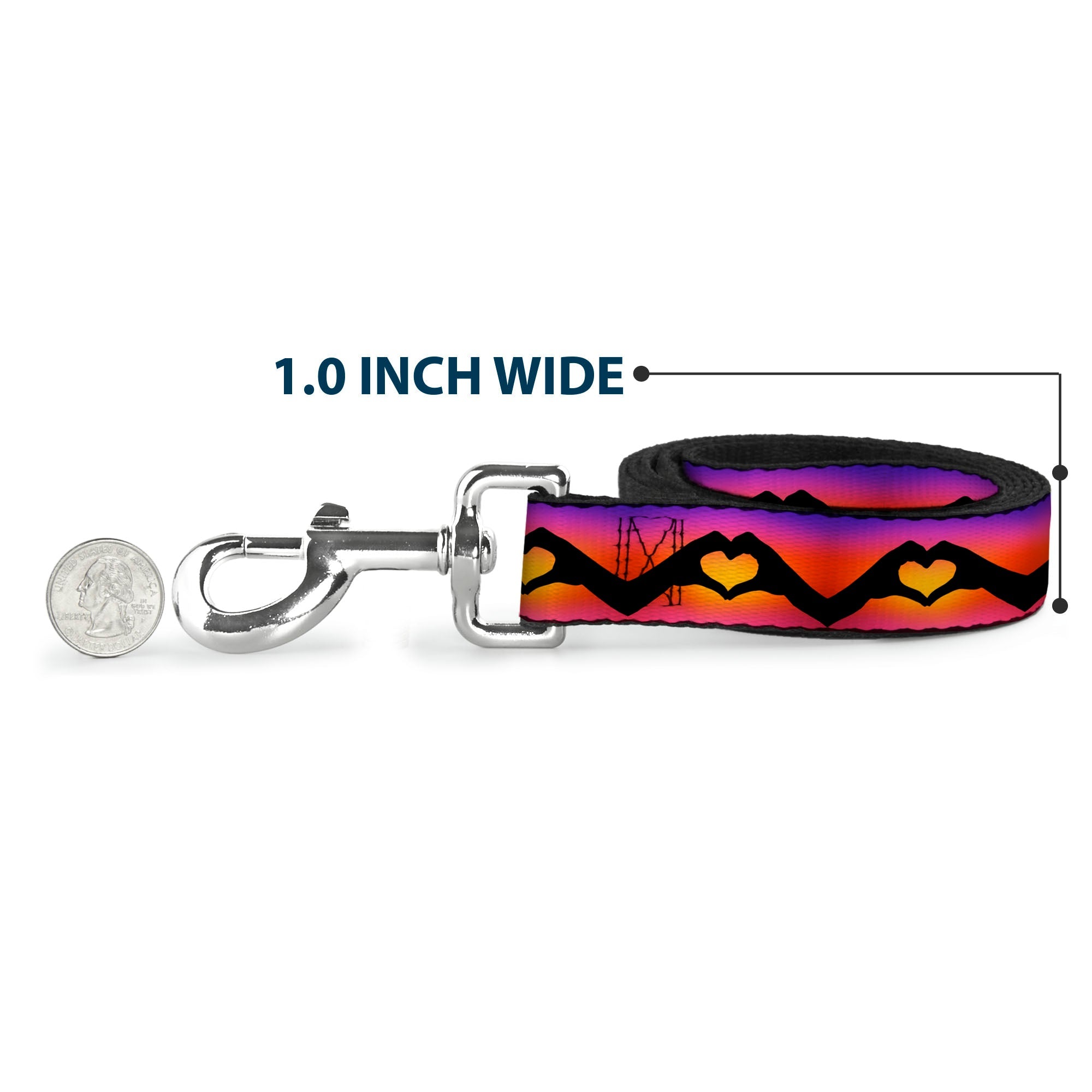 Dog Leash - Hand Heart Silhouette Ombre Purples/Orange/Pinks
