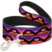 Dog Leash - Hand Heart Silhouette Ombre Purples/Orange/Pinks