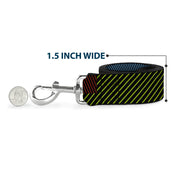 Dog Leash - Hash Mark Stripe Black/Multi Color