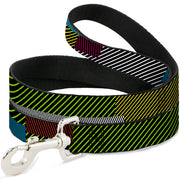 Dog Leash - Hash Mark Stripe Black/Multi Color