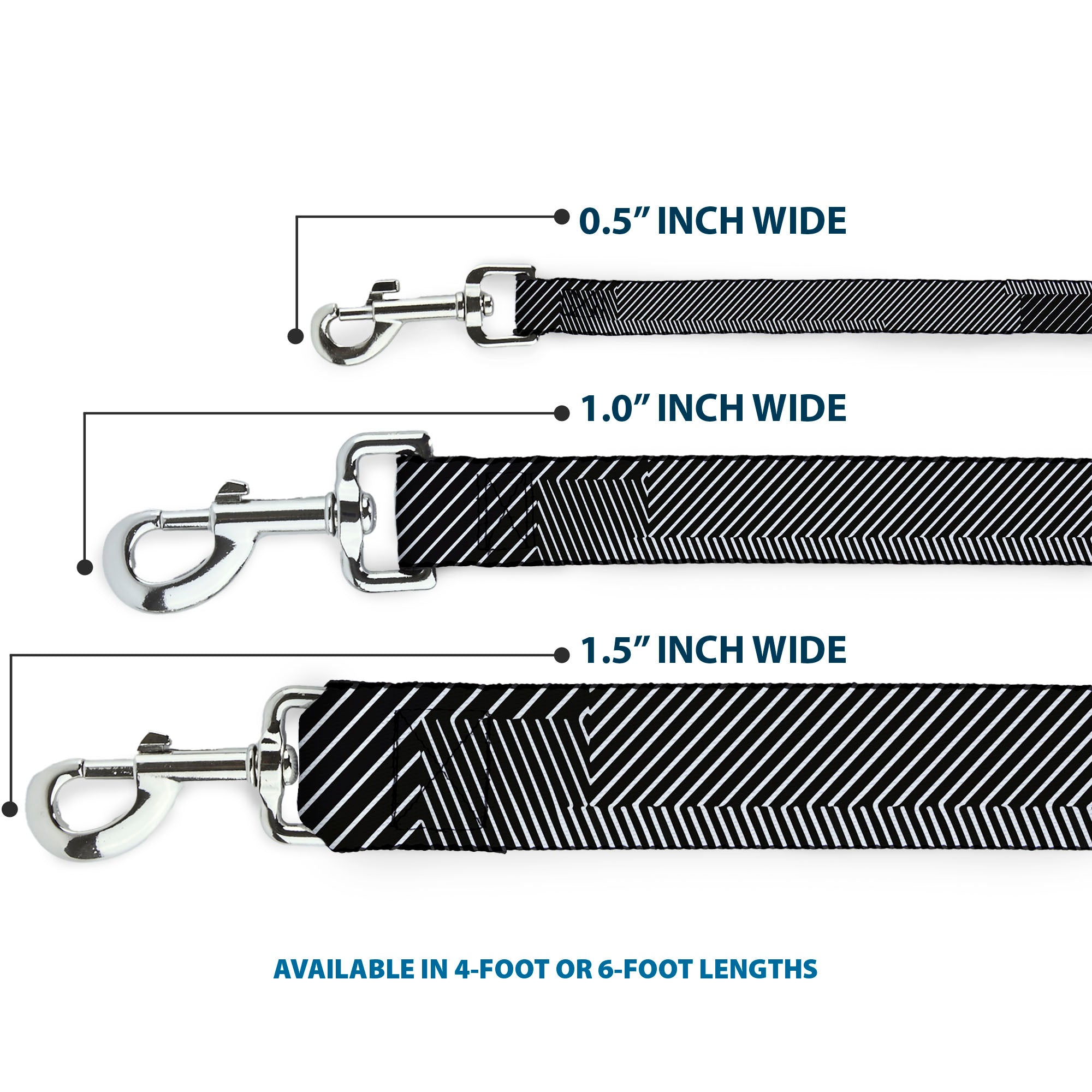 Dog Leash - Hash Mark Stripe Black/White