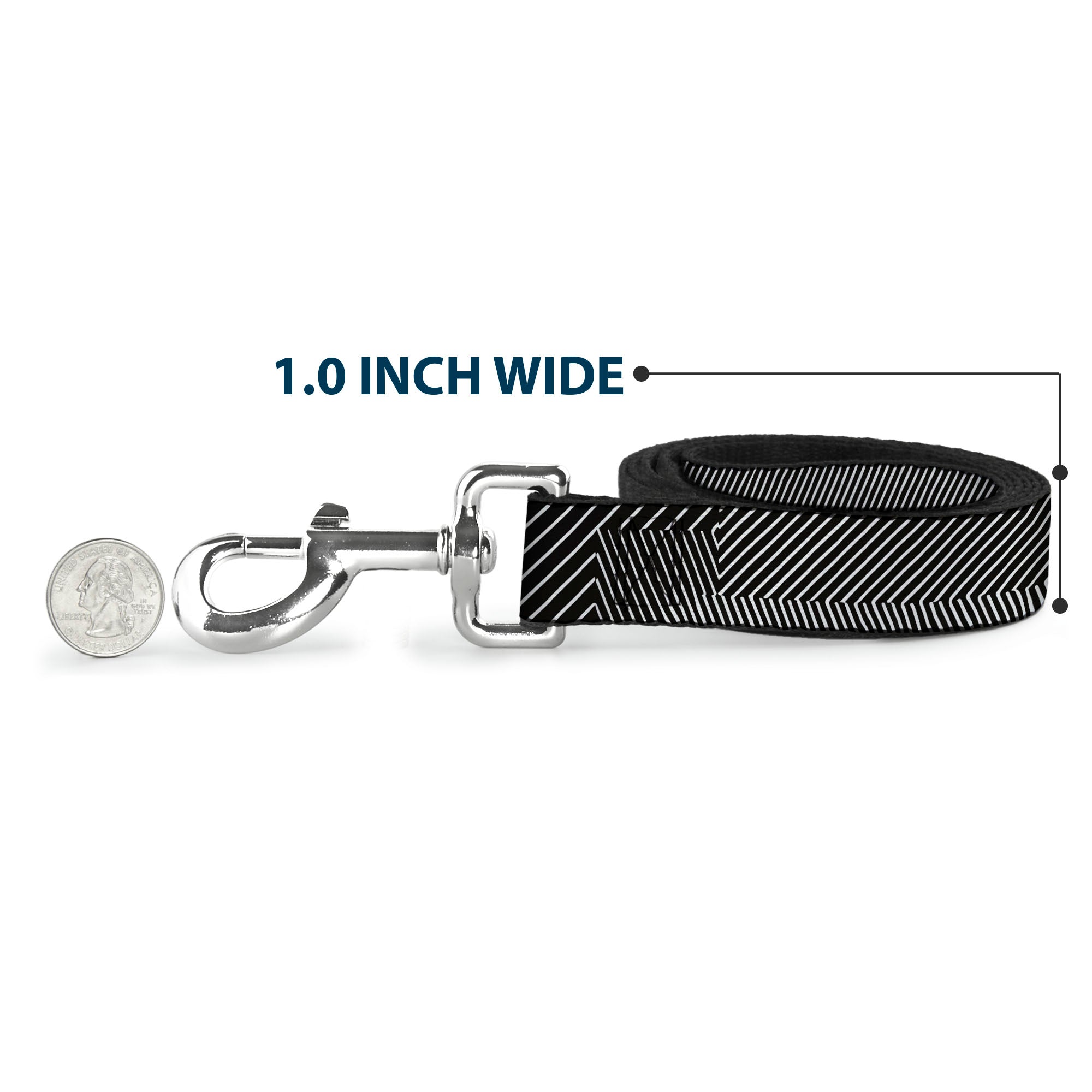 Dog Leash - Hash Mark Stripe Black/White