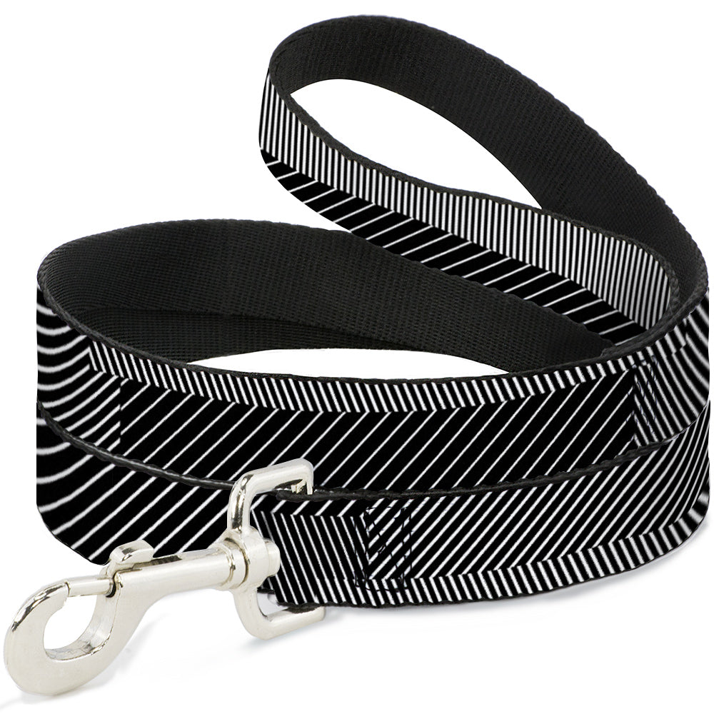 Dog Leash - Hash Mark Stripe Black/White
