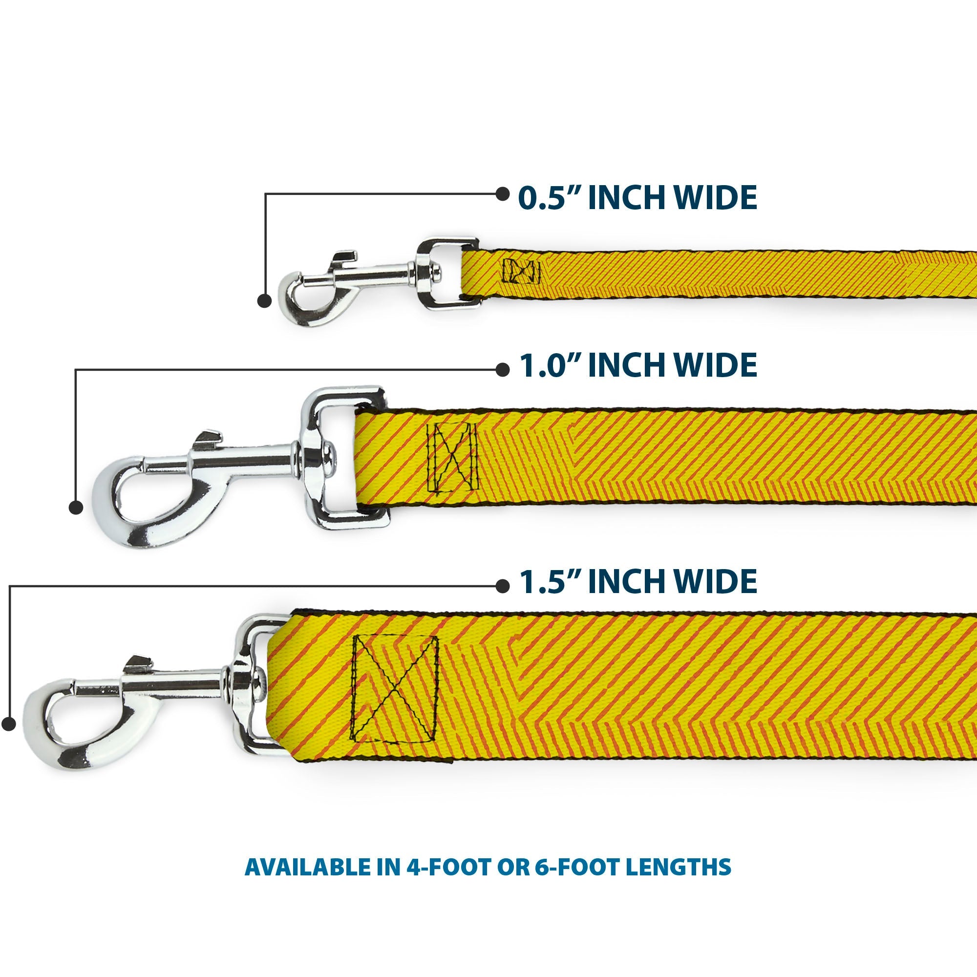 Dog Leash - Hash Mark Stripe Yellow/Red