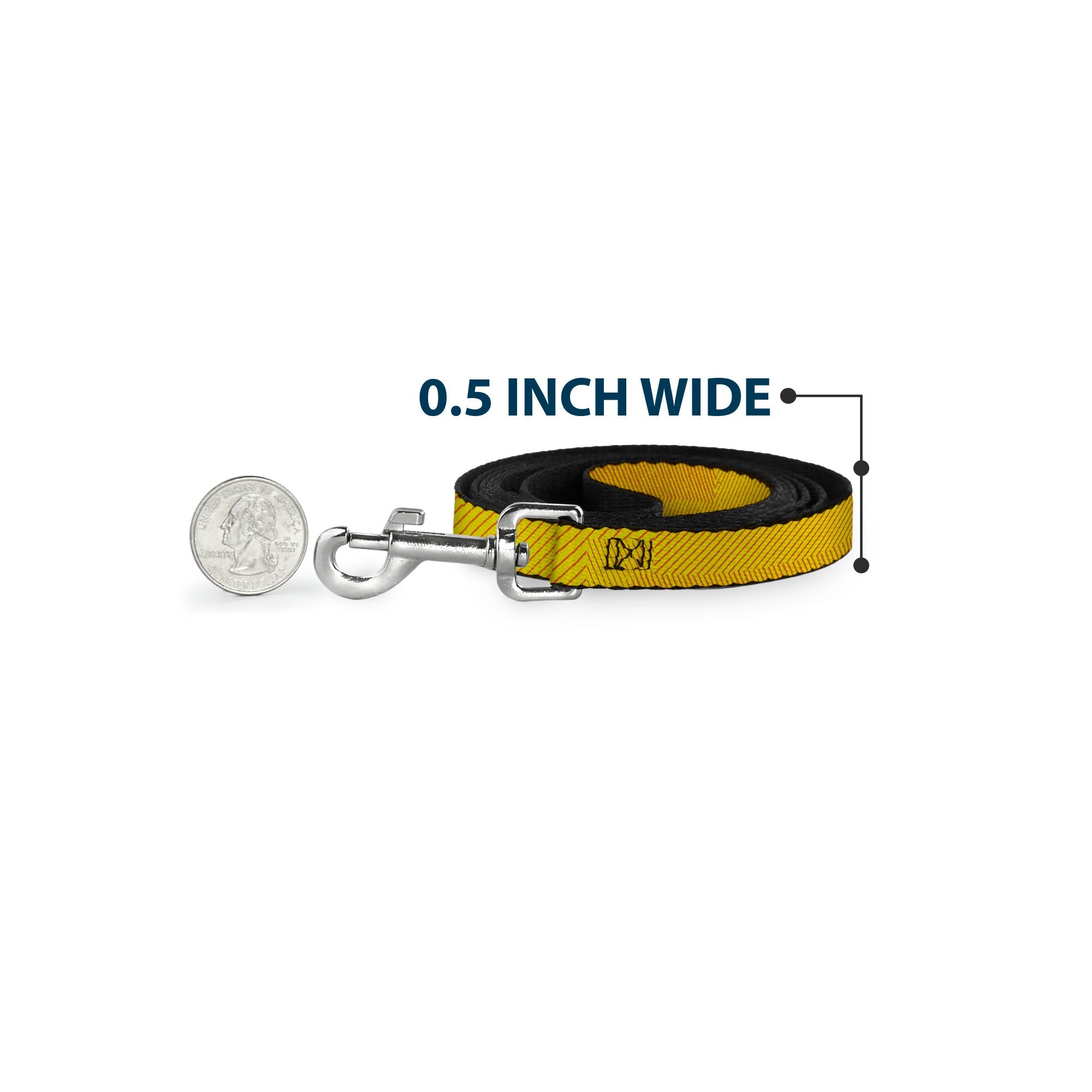 Dog Leash - Hash Mark Stripe Yellow/Red