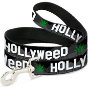 Dog Leash - HOLLYWEED Sign Skyline/Pot Leaf Black/Grays/White/Green