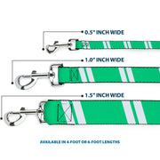 Dog Leash - Hash Mark Stripe Double Green/Silver