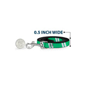 Dog Leash - Hash Mark Stripe Double Green/Silver