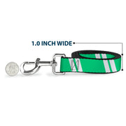 Dog Leash - Hash Mark Stripe Double Green/Silver