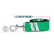 Dog Leash - Hash Mark Stripe Double Green/Silver
