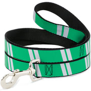 Dog Leash - Hash Mark Stripe Double Green/Silver