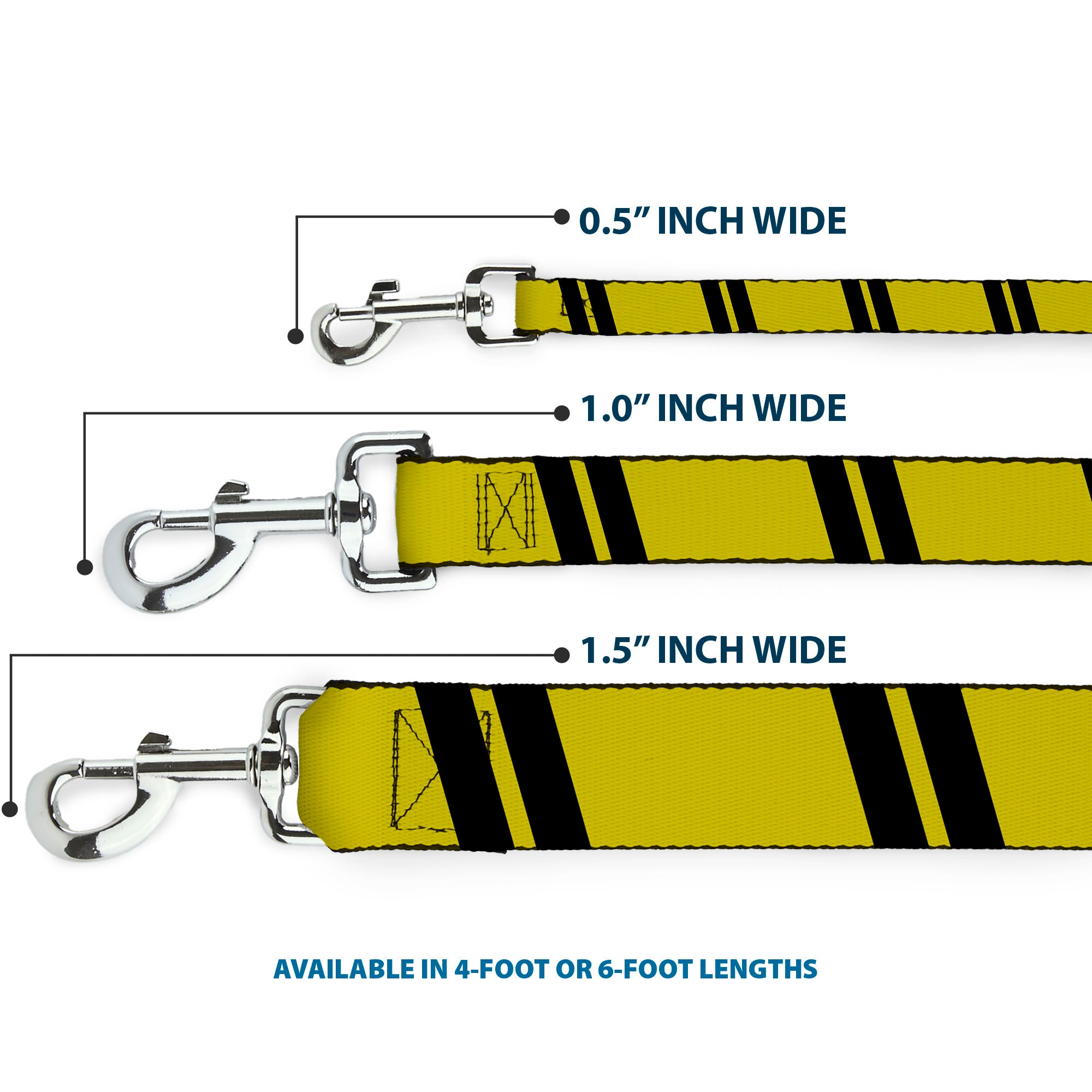 Dog Leash - Hash Mark Stripe Double Gold/Black