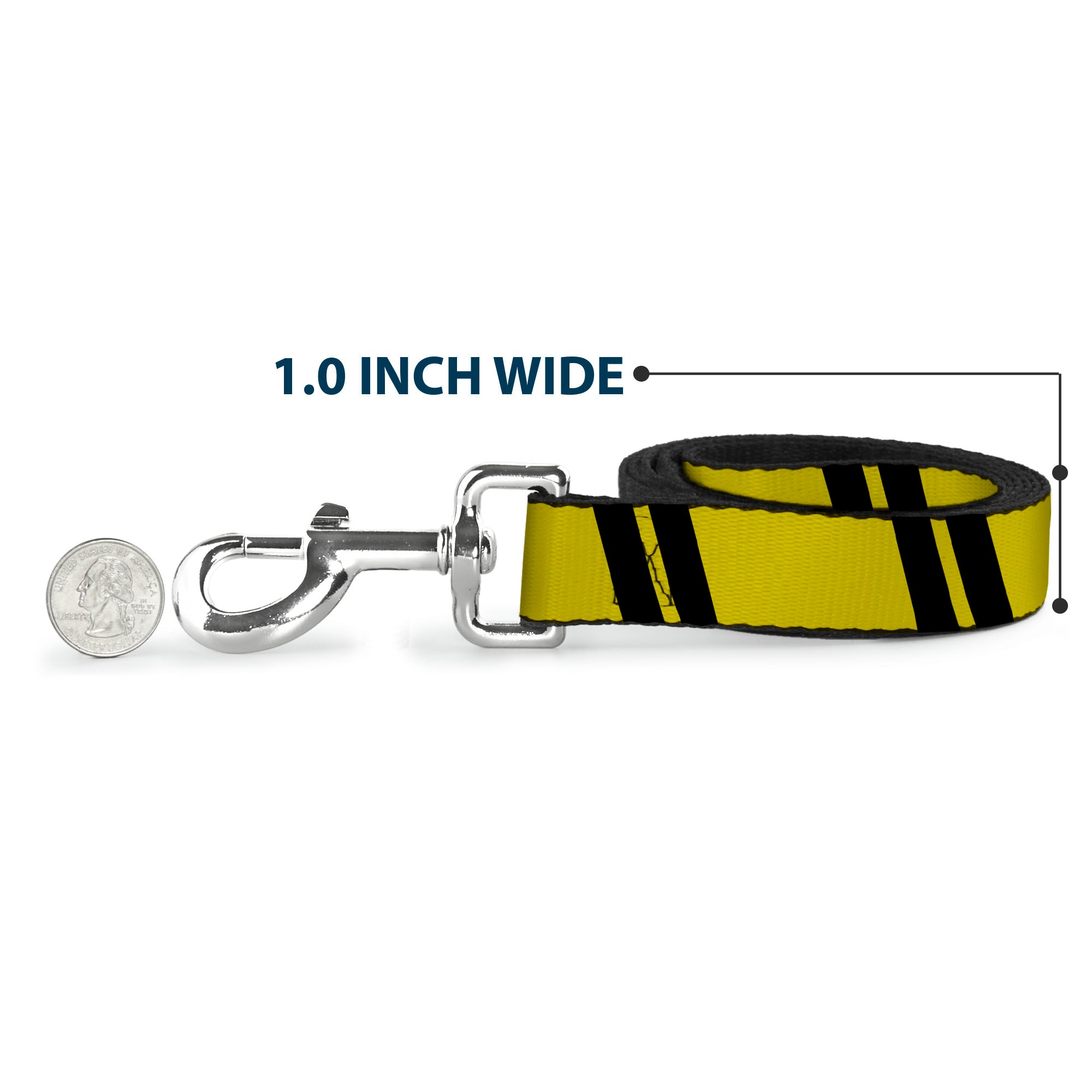 Dog Leash - Hash Mark Stripe Double Gold/Black