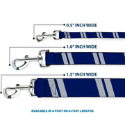 Dog Leash - Hash Mark Stripe Double Navy/Silver