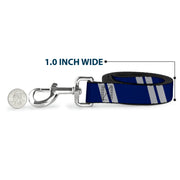Dog Leash - Hash Mark Stripe Double Navy/Silver