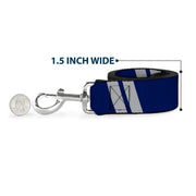 Dog Leash - Hash Mark Stripe Double Navy/Silver