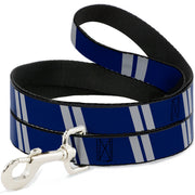 Dog Leash - Hash Mark Stripe Double Navy/Silver