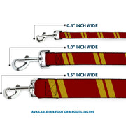 Dog Leash - Hash Mark Stripe Double Maroon/Gold