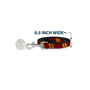 Dog Leash - Hash Mark Stripe Double Maroon/Gold