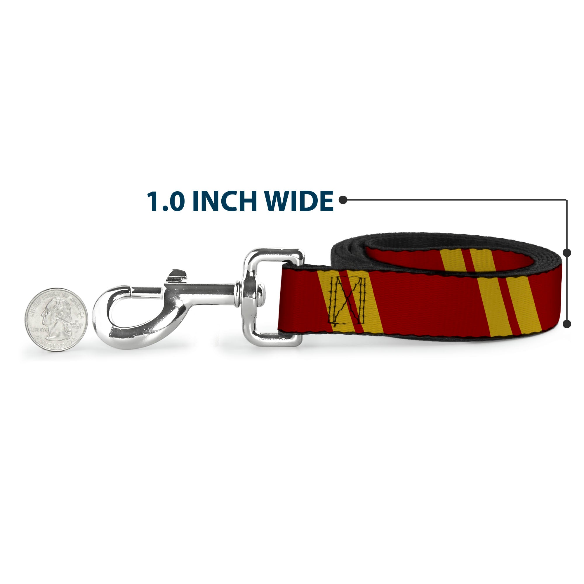 Dog Leash - Hash Mark Stripe Double Maroon/Gold