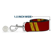 Dog Leash - Hash Mark Stripe Double Maroon/Gold