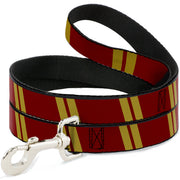 Dog Leash - Hash Mark Stripe Double Maroon/Gold