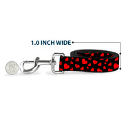 Dog Leash - Hearts Scattered Black/Red
