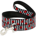 Load image into Gallery viewer, Dog Leash - Hearts Scattered/Stripe White/Black/Red
