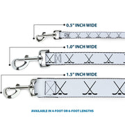Dog Leash - Hockey Sticks and Puck White/Black