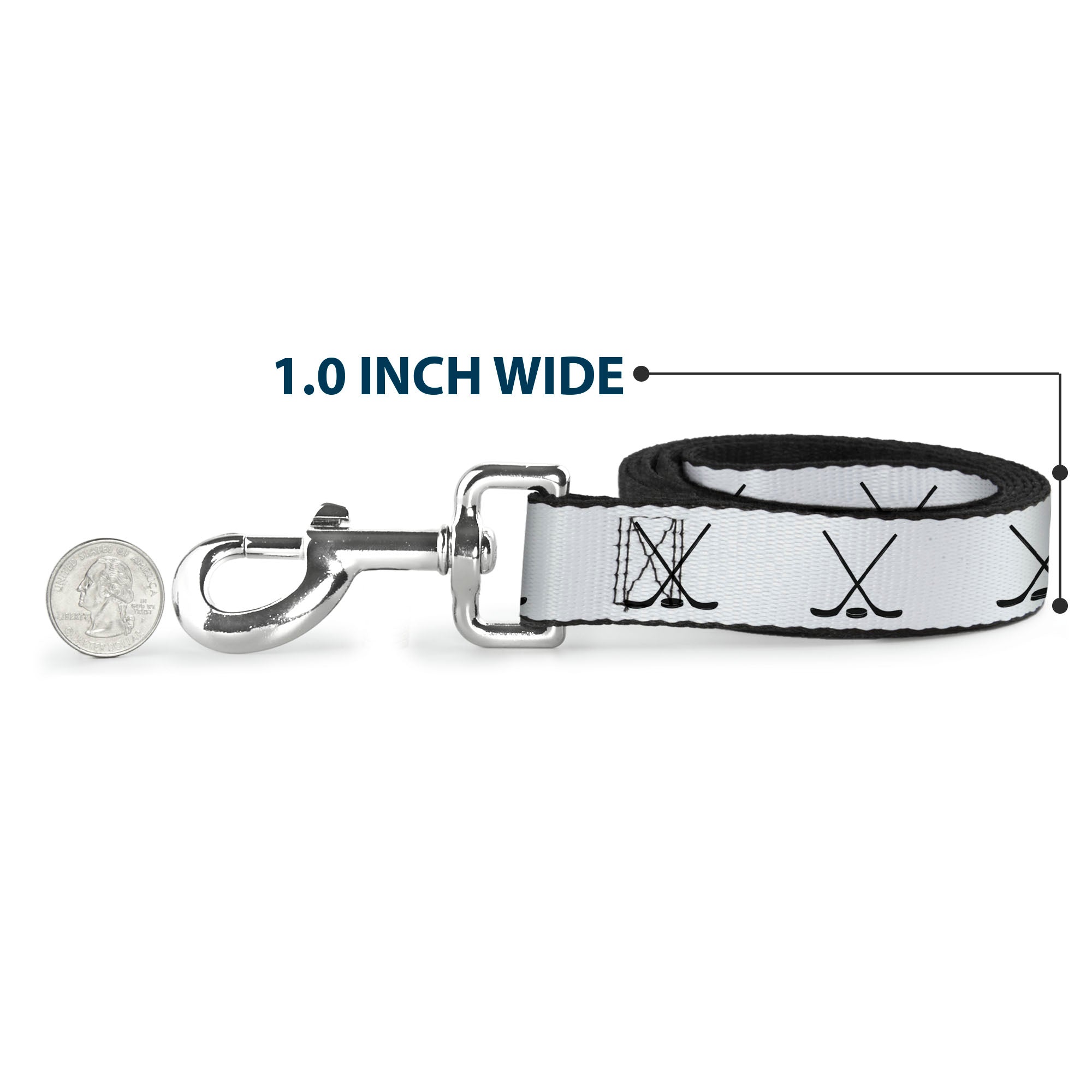 Dog Leash - Hockey Sticks and Puck White/Black