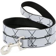 Dog Leash - Hockey Sticks and Puck White/Black
