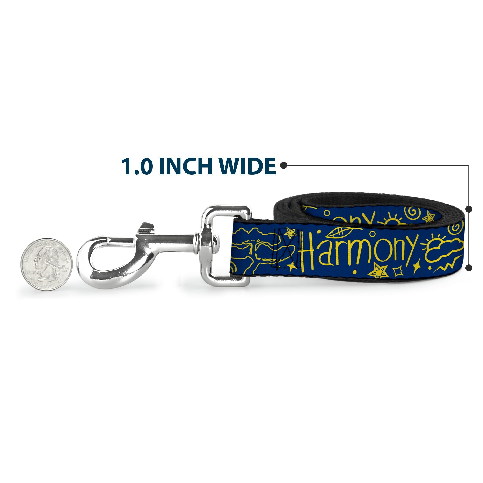Dog Leash - HARMONY BALANCE LIFE Icons Collage Blue/Yellow