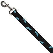 Dog Leash - Mustaches Scattered Black/Turquoise