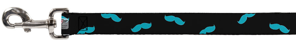 Dog Leash - Mustaches Scattered Black/Turquoise