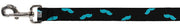 Dog Leash - Mustaches Scattered Black/Turquoise