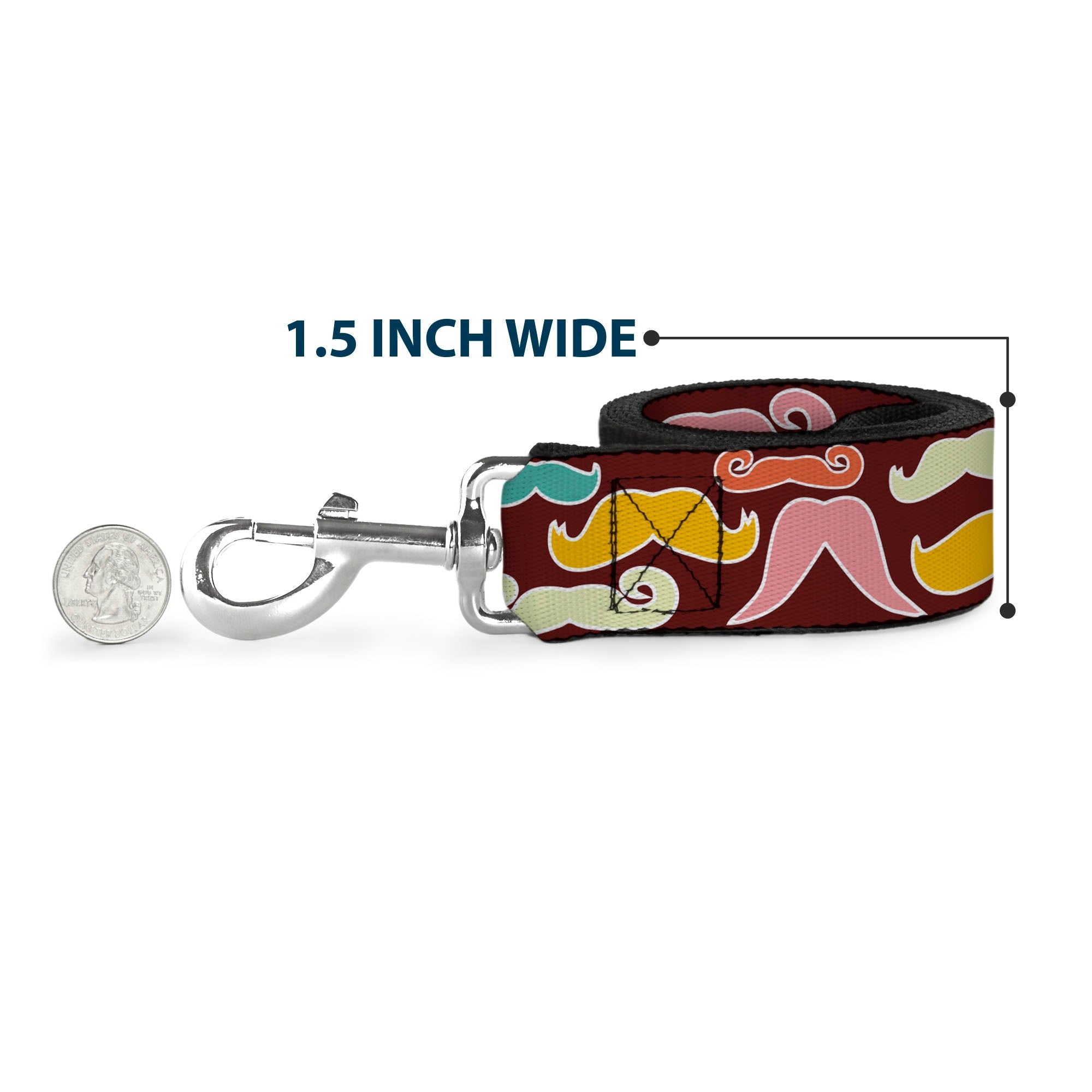 Dog Leash - Mustaches Brown/Multi Pastel