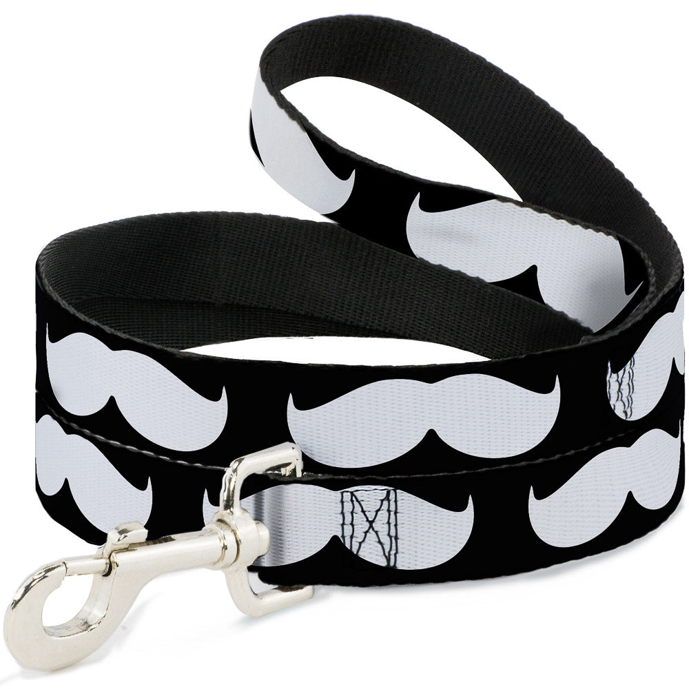 Dog Leash - Mustache Black/White
