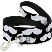 Dog Leash - Mustache Black/White