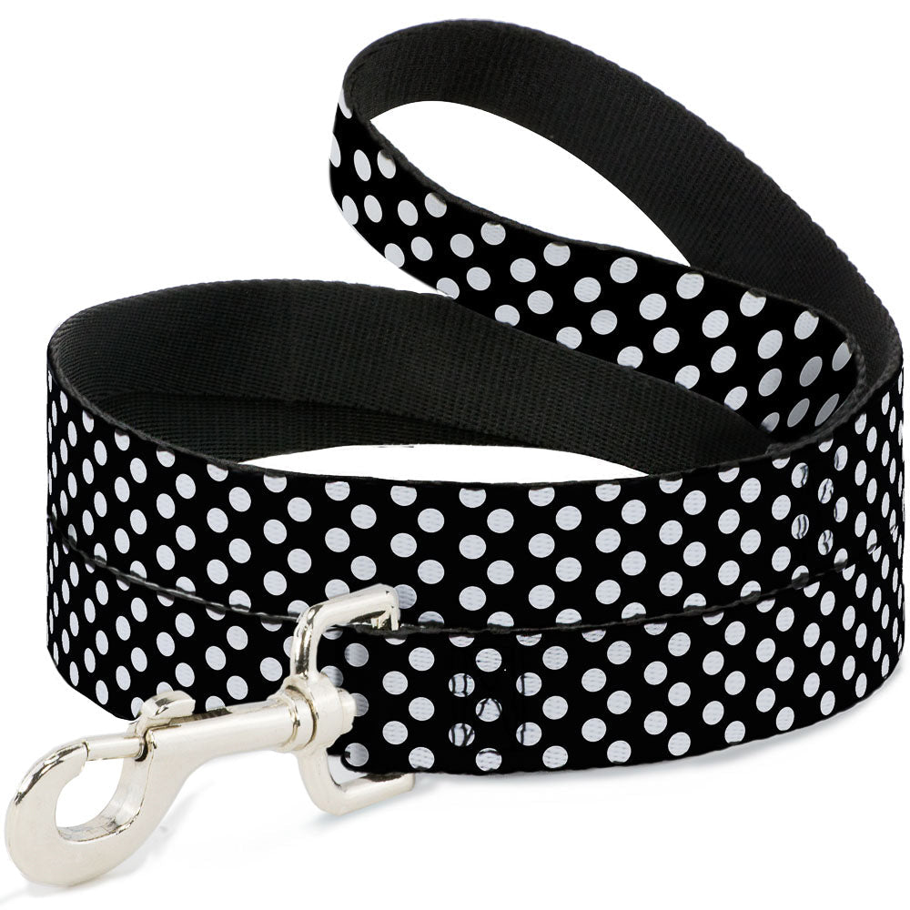 Dog Leash - Micro Polka Dots2 Black/White