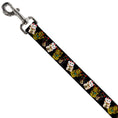 Load image into Gallery viewer, Southlake Paws dog leash featuring Maneki Neko lucky cats in gold, black, and white on a black background.
