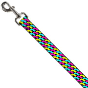 Dog Leash - Mustache Monogram Black/Fuchsia/Turquoise/Yellow