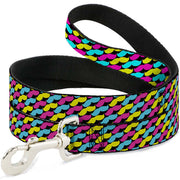 Dog Leash - Mustache Monogram Black/Fuchsia/Turquoise/Yellow