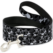 Dog Leash - Multi Top Skulls Stacked Blak/Gray/White